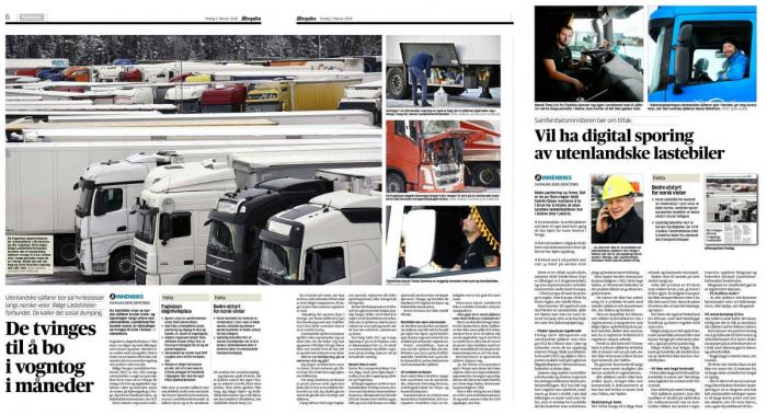 Bred dekning: Aftenposten har viet mye plass til å følge opp utfordringene i transportnæringen. Faksimile: Aftenposten