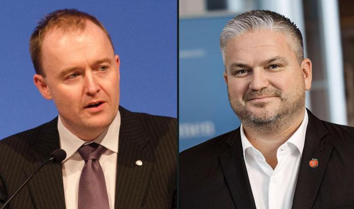 Nestleder i Transportkomiteen Eirik Sivertsen (AP) møter statssekretær i Samferdselsdepartementet Tom Cato Karlsen (FrP) til debatt under Kielseminaret 2016. Foto: Arbeiderpartiet / Samferdselsdepartementet