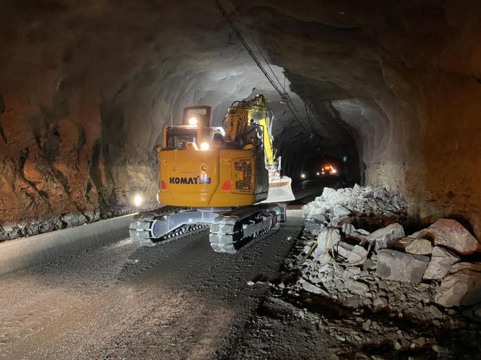 Slik ser det ut i Haukelitunellen nå. Foto: Helge Rasch