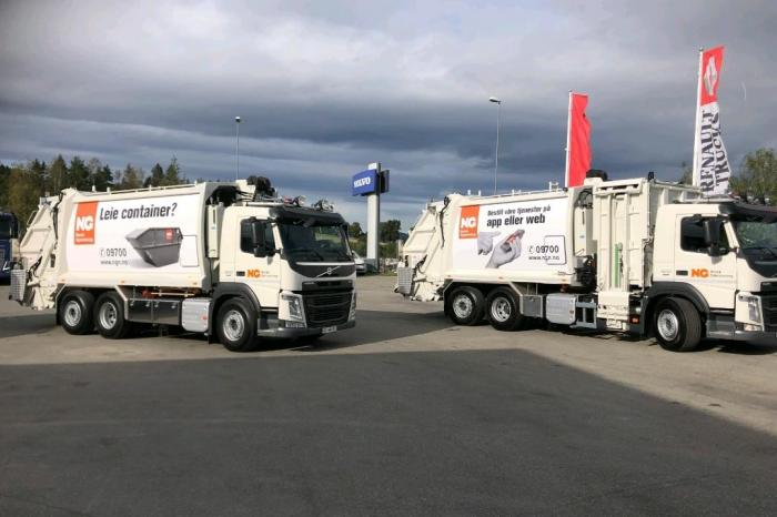 Lier Billag AS har to biler som bare er et par år gamle, men det er ikke utelukket at de når tiden er inne blir erstattet med elektriske lastebiler. Foto: Henning Lindsetmo