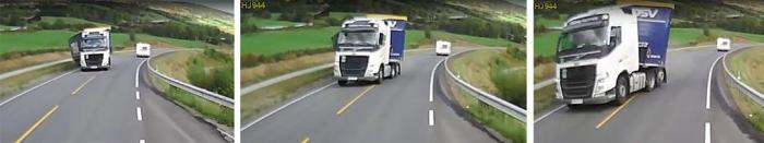 Her frontkolliderer nesten en ruspåvirket lastebilsjåfør med et møtende vogntog. Foto: Skjermdump, Youtube