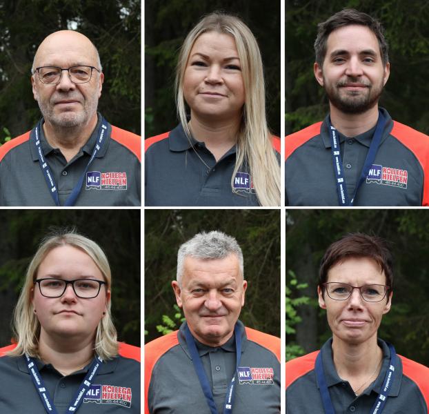 NLF ØNSKER NYE KOLLEGAHJELPERE VELKOMMEN: Øverste rad fra venstre:  Dagfinn Eliassen fra Eliassen Utleie , Connie Thoresen fra Gudbrandsdal Bilberging, Martin Kristoffersen som er trafikklærer tunge kjøretøy hos TK Trafikkskole. Nederst fra venstre: Martine Kilen fra Torpa Bilruter, Reidar Svalheim som er pensjonist og Tone E. Røysom fra Sigurd og Ola Grimstad 
