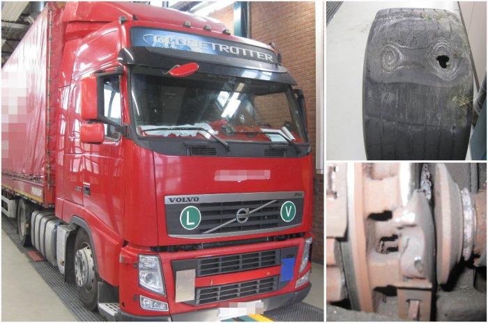 I tilfeller som dette, hvor trafikkfarlige vogntog blir stoppet i kontroll, kan firmaet som bestilte transporten bli holdt ansvarlig og bøtelagt på linje med transportøren. Foto: Statens vegvesen