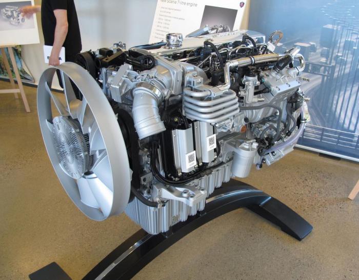 Den nye Scania DC07-motoren er kompakt og leveres med effekter på 220, 250 og 280 hk. Den er hele 360 kg lettere og mer stillegående enn den større DC09-motoren. Foto: Halvdan Korsmo