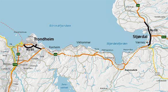 NY VEI: Viktige veiprosjekter i Trøndelag blir åpnet. Kart: Statens vegvesen