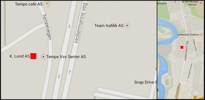 HER: Bilen sto parkert på Tempe, ikke langt fra Lerkendal stadion.