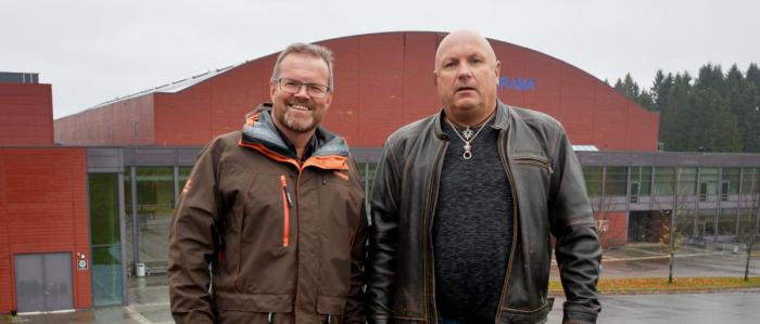 FORNØYDE: Daglig leder Rune Østby Hansen for Exporama og arrangementsansvarlig Bjørn Magnussen.