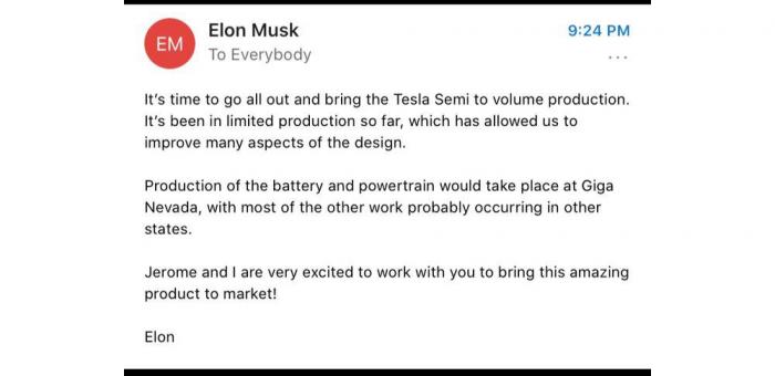 LEKKET: E-posen fra Elon Musk. Skjermdump: Twitter